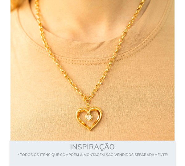 Pingente Coração Precioso Ouro com Cristal 28MM