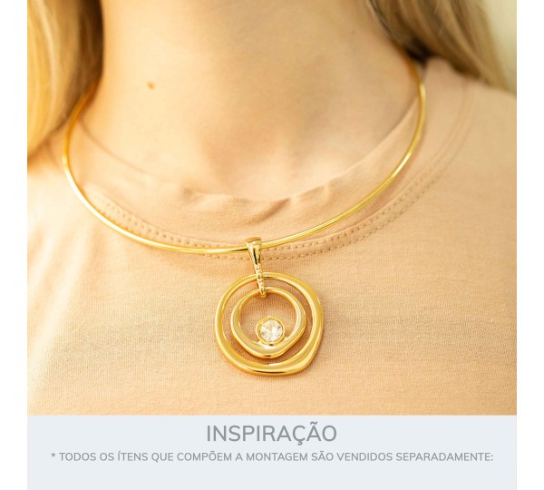 Pingente Precioso Ouro com Cristal 52MM