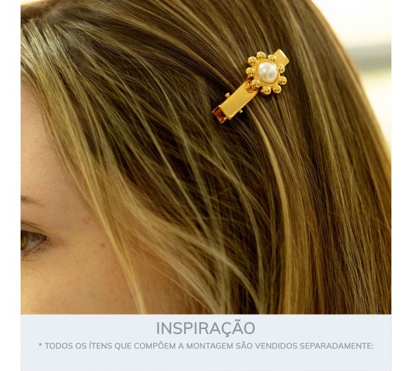 Presilha de Margarida Ouro com Pérola 45mm