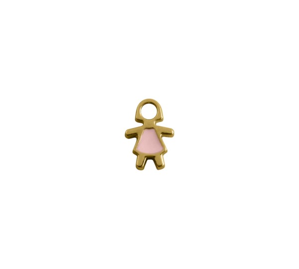 Pingente Menina Ouro com Rosa 12mm