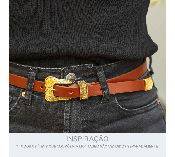 Conjunto de Fivela Ouro com ponteira 20mm