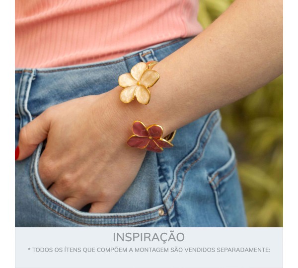 Ponteira Flor Orgânica Ouro com Perolizado 37mm