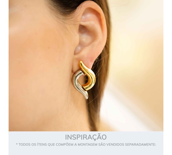 Brinco Duo Simétrico Ouro com Níquel 33mm