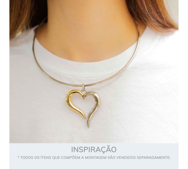 Pingente Duo Coração Ouro Com Níquel 50mm