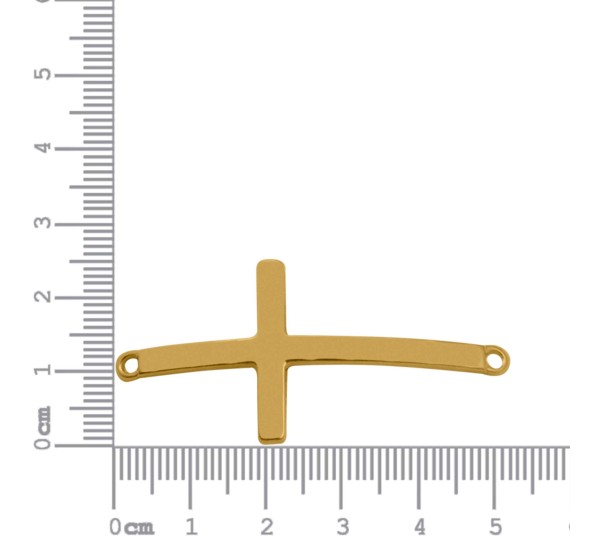 Pingente Cruz Curvada Ouro 53mm