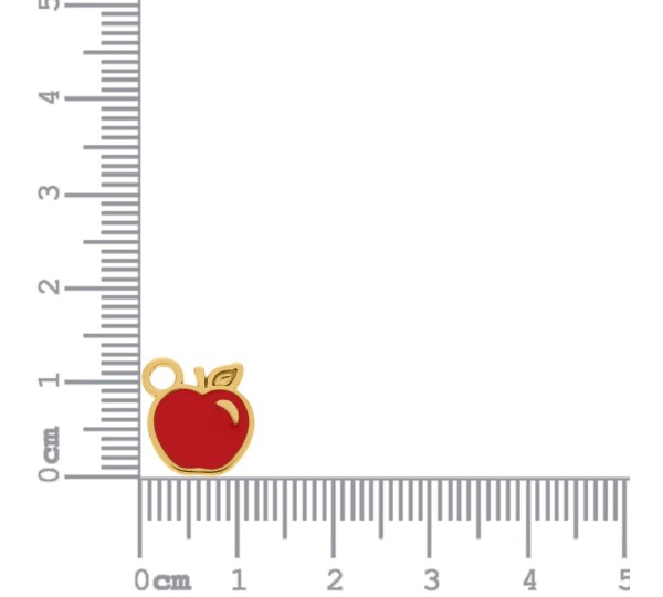 Pingente Maçã Ouro com Vermelho 13mm