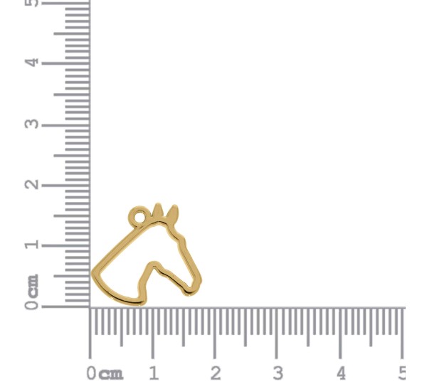 Pingente Cavalo Vazado Ouro 18mm