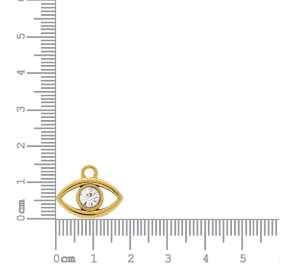 Pingente Olho Grego Ouro com Strass 18mm