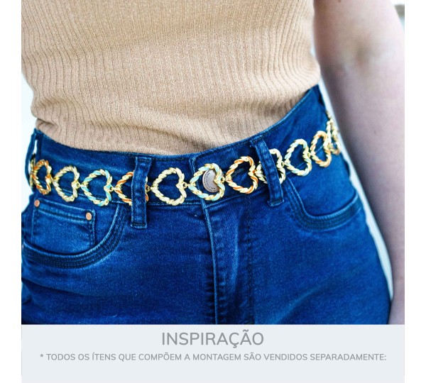 Pingente Coração Torcido Ouro com Azul 30mm