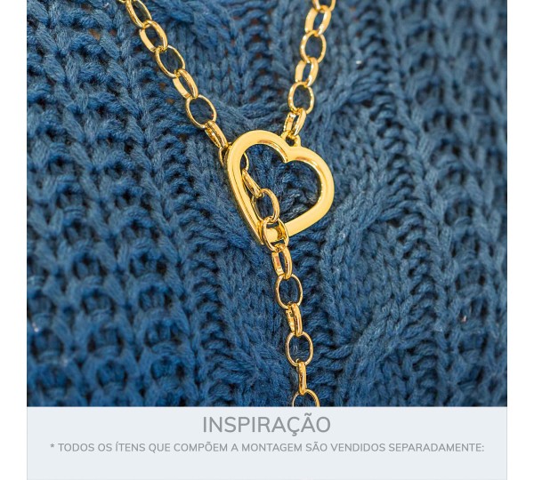 Pingente Coração Vazado Ouro 40mm
