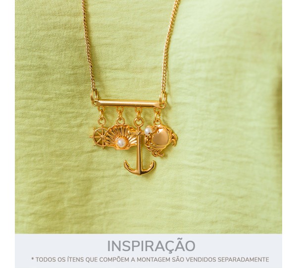 Pingente Palito com Argolas Ouro 44mm
