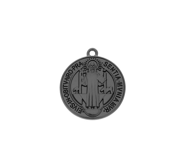 Pingente Medalha São Bento Grafite 29mm