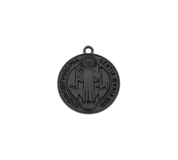 Pingente Medalha São Bento Preto Fosco 29mm