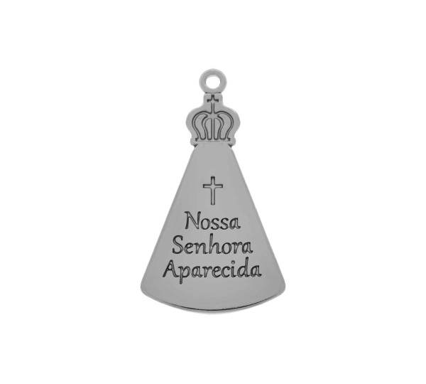 Pingente Nossa Senhora Aparecida Níquel com Strass 40mm