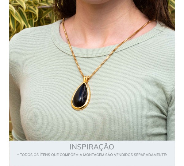 Pingente Gota Ouro com Preto 63mm