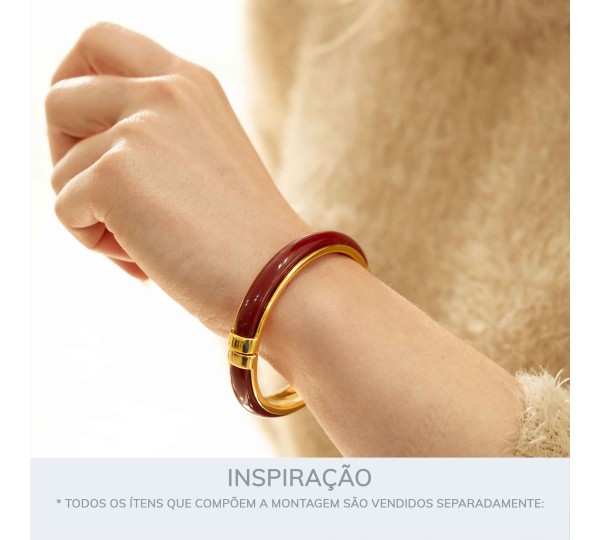 Pulseira Ouro com Bordô 68mm