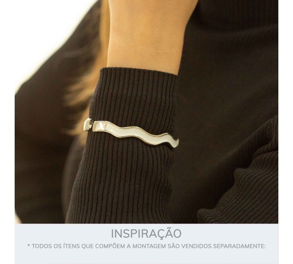 Pulseira Onda Níquel com Branco 68mm