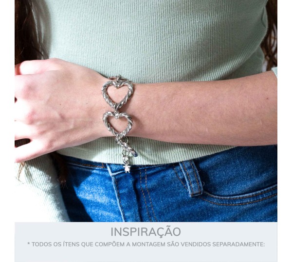 Pingente Coração Torcido Níquel 30mm