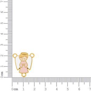Entremeio Terço Anjo Ouro com Rosa 23mm