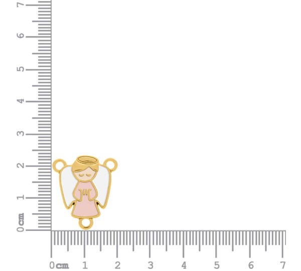 Entremeio Terço Anjo Ouro com Rosa 23mm