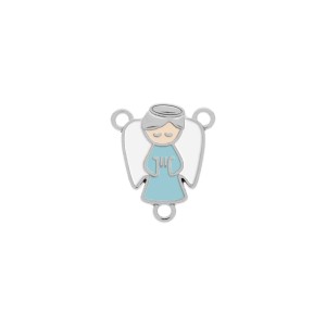 Entremeio Terço Anjo Níquel com Azul 23mm