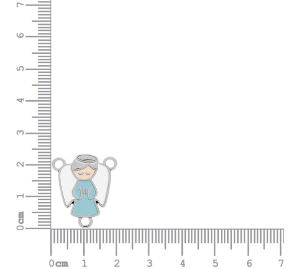Entremeio Terço Anjo Níquel com Azul 23mm