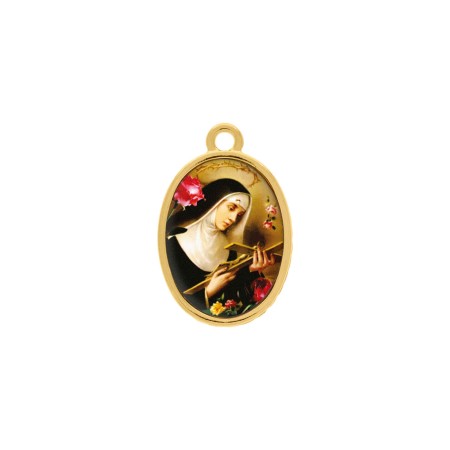 Pingente Medalha Santa Rita Ouro 23mm