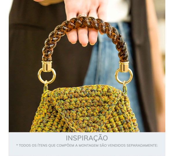 Alça para Bolsa Café com Ponteira Ouro 135mm
