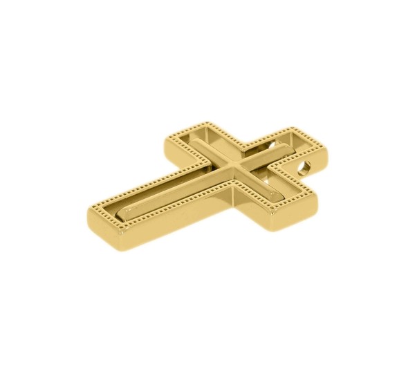 Conjunto Pingentes Crucifixo Duplo Ouro 45mm