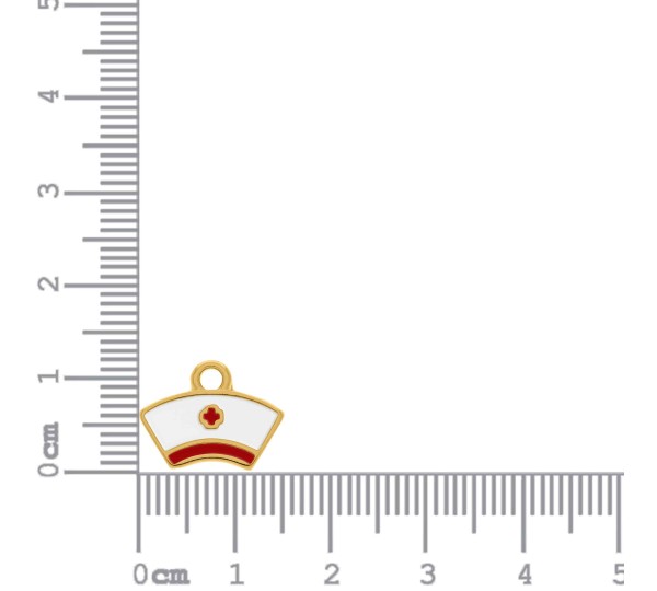 Pingente Chapéu de Enfermeira Ouro com Resina 15mm