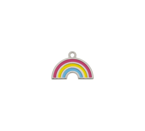 Pingente Arco Íris Níquel com Resina 21mm