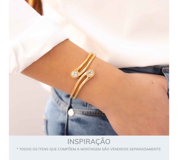 Pulseira Ouro com Strass Cristal 67mm