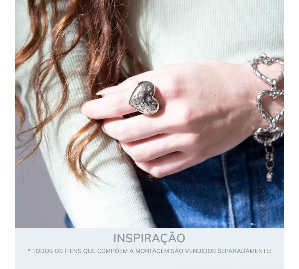 Anel de Coração Níquel com Strass N° 21