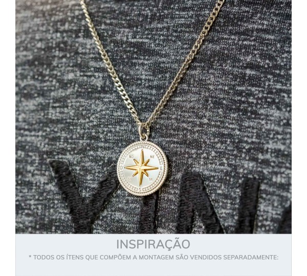 Pingente Rosa Dos Ventos Níquel com Ouro 30mm
