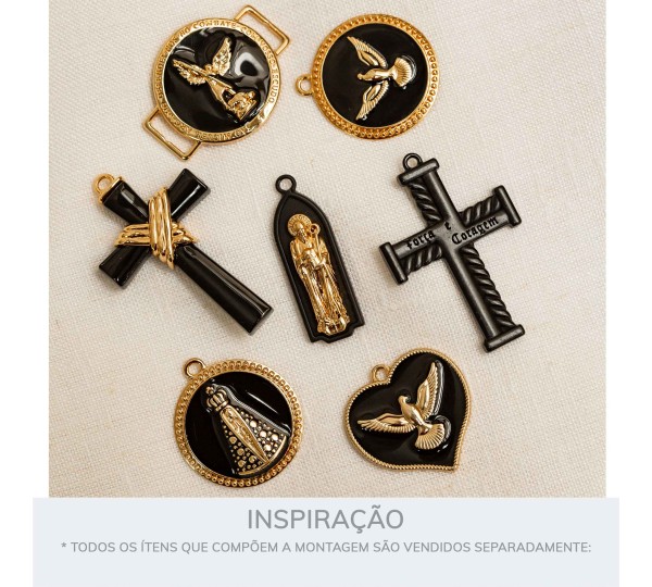 Passa Tira São Miguel Arcanjo Ouro com Preto 30mm