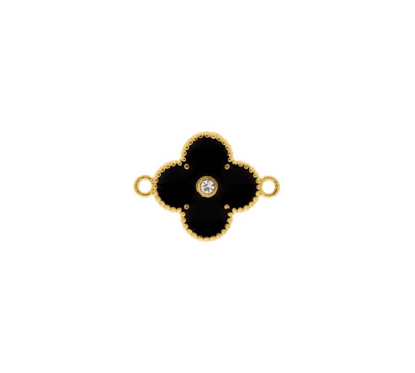 Pingente Trevo Ouro com Preto 18mm