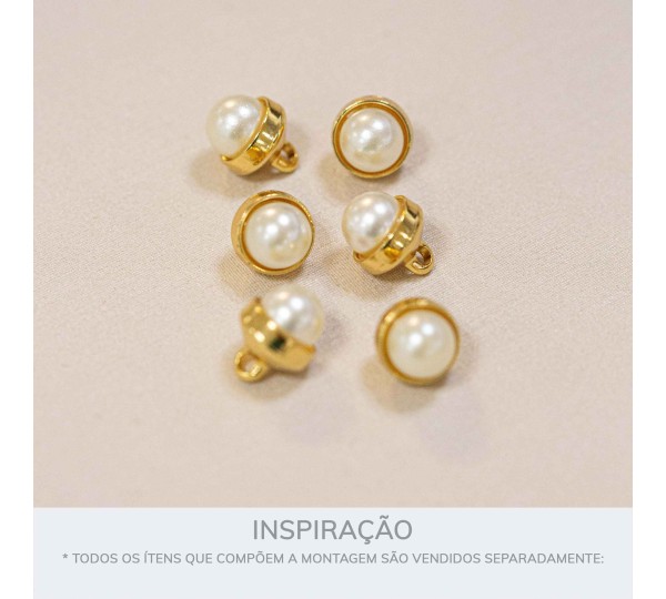 Botão de Costura Ouro com Pérola 9mm
