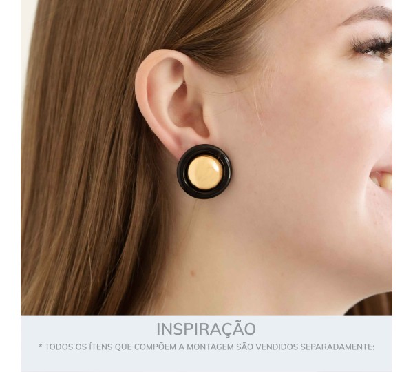 Brinco de Esfera Ouro com Preto 26mm