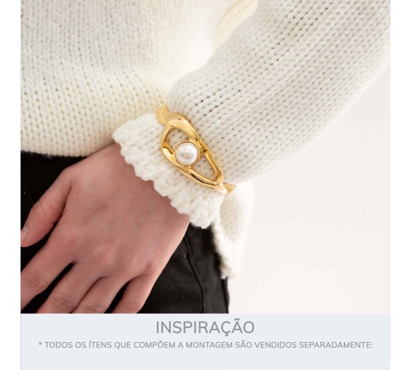 Bracelete Ouro com Pérola 68mm
