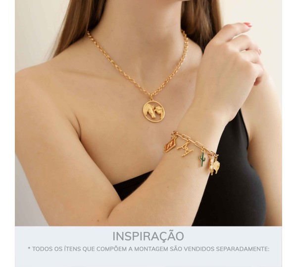 Pingente Cavalo Ouro com Branco 22mm