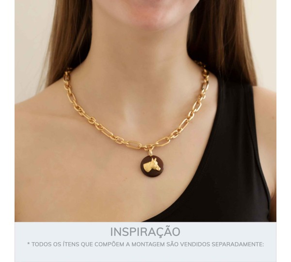 Pingente Cavalo Ouro com Marrom 25mm