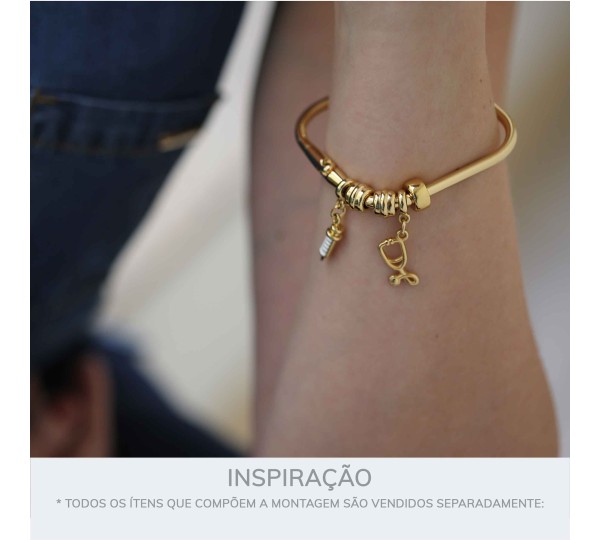 Pingente Seringa Ouro com Branco 19mm