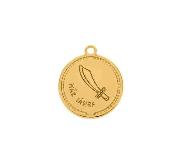 Pingente Iansã Ouro com Bordô 26mm
