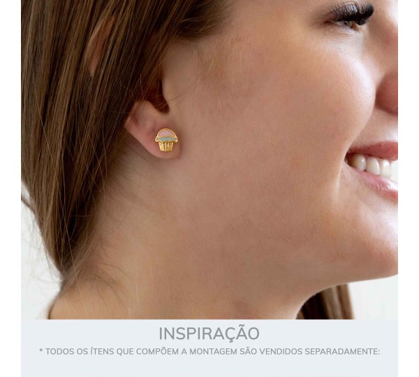 Brinco Cupcake Ouro 10mm