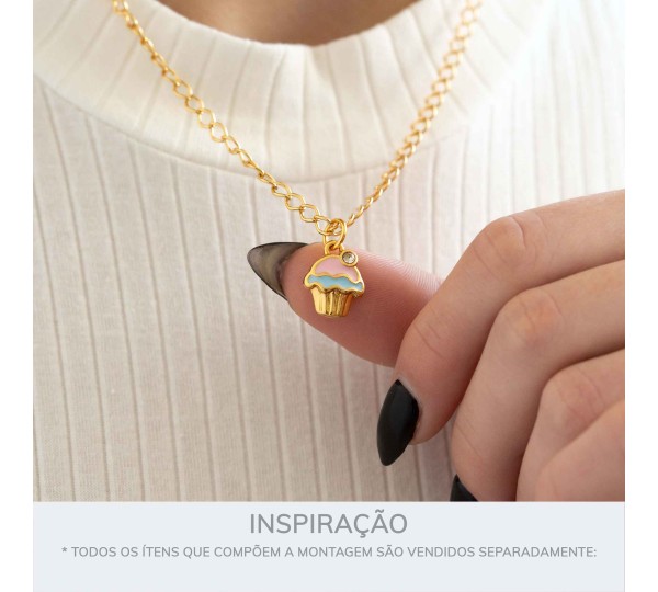 Pingente Cupcake Ouro 16mm