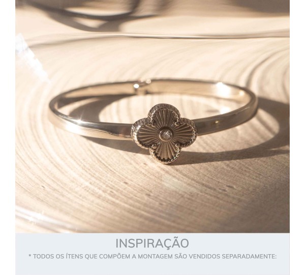 Bracelete Prateado Trevo 68mm