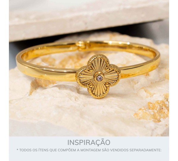 Bracelete Dourado Trevo 68mm