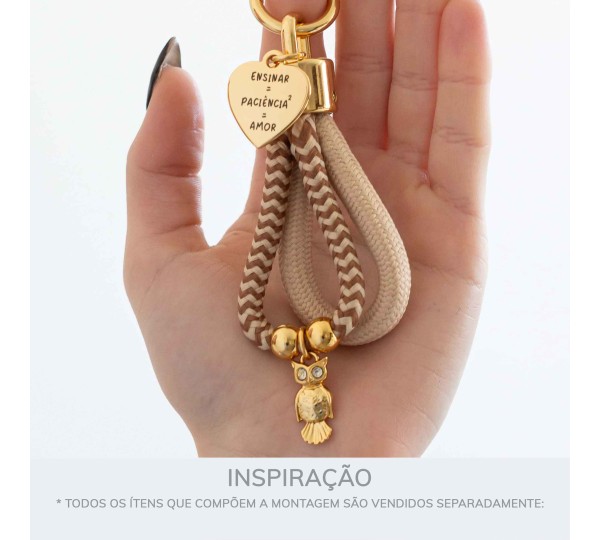 Pingente Coruja Ouro com Strass 26mm