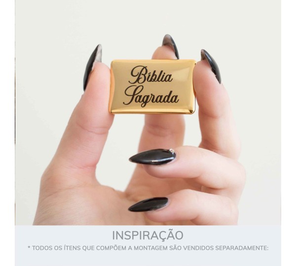 Placa Bíblia Sagrada Ouro 40mm
