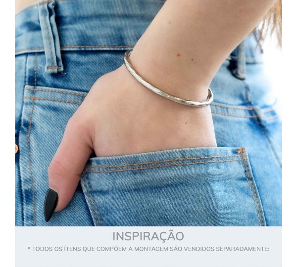 Bracelete Prateado Luxo 70mm